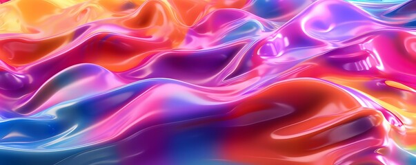 Fototapeta premium Colorful Wavy Liquid Background. 3D and Realistic Abstract Background. Generative AI