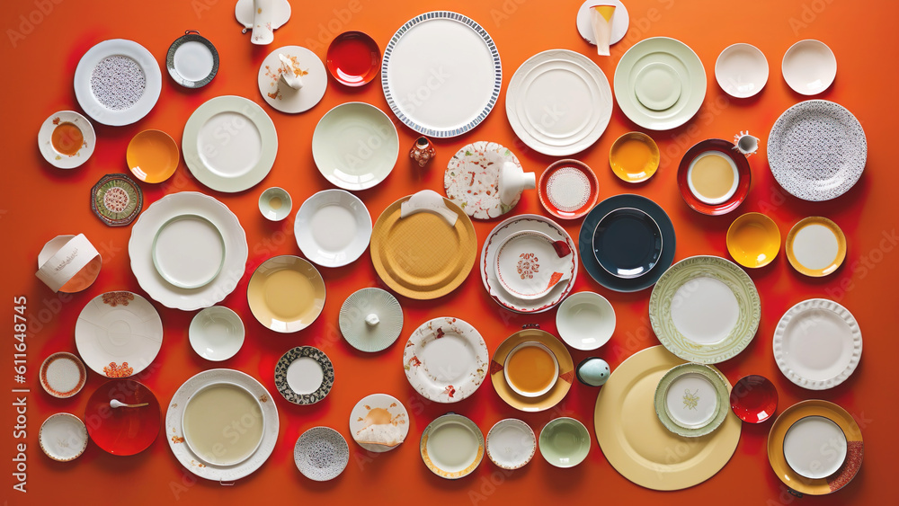 Wall mural various plates in an array generated art