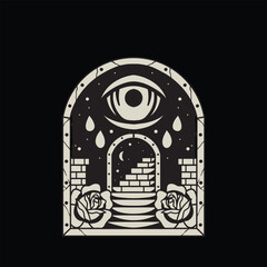Illuminati symbol for t-shirt Vecktor design illustration of stairs to freedom