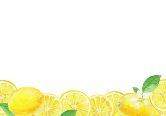 水彩絵の具で描いたレモンのイラスト