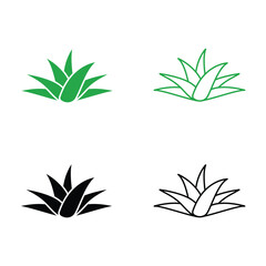 Aloe vera plant icon set 