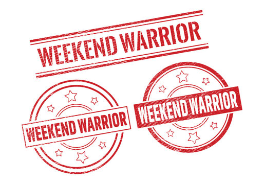 Weekend Warrior Rubber sign or Stamp, Grunge rubber Stamp, Sale badge Vintage old texture