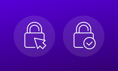 access line icons with a lock, vector
