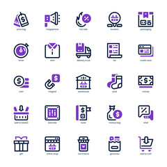 Sale and Shopping Icon pack for your website design, logo, app, and user interface. Sale and Shopping Icon mixed line and solid design. Vector graphics illustration and editable stroke.