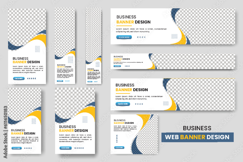 Wall mural abstract banner design web banner template set, horizontal header web banner, cover header backgroun