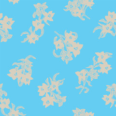 Neutral Colour Oriental Floral Seamless Pattern Design Background
