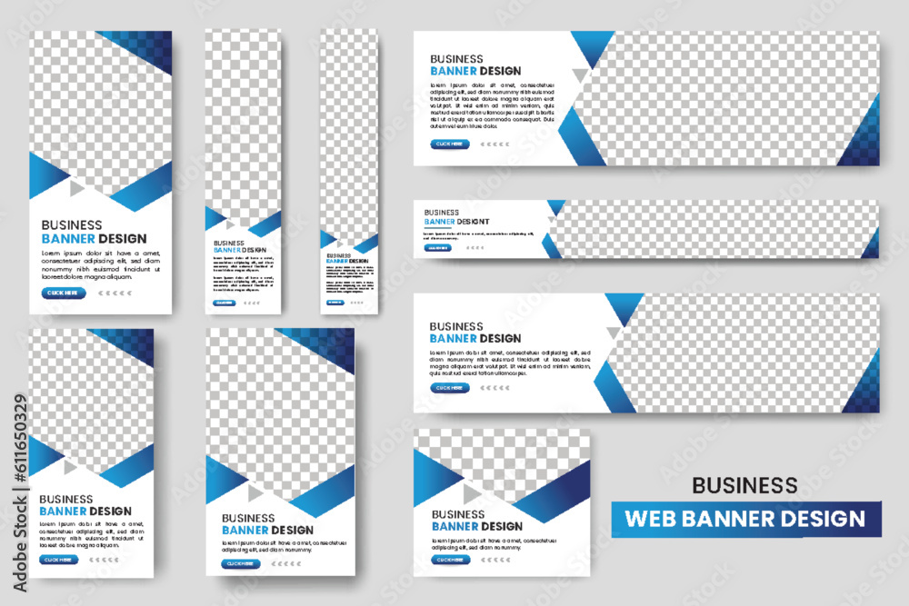 Wall mural abstract banner design web banner template set, horizontal header web banner, cover header backgroun