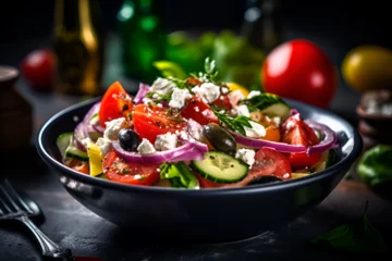 Foto op Plexiglas Fresh salad in a bowl created with Generative AI technology © AZ Studio