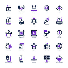 Fototapeta na wymiar Security and Service Icon pack for your website design, logo, app, and user interface. Security and Service Icon mixed line and solid design. Vector graphics illustration and editable stroke.