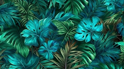 Naklejka na ściany i meble blue and green leaves