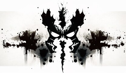 The Rorschach test used in psychiatry with an abstract joker-shaped inkblot