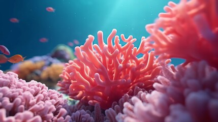 coral reef with red sea