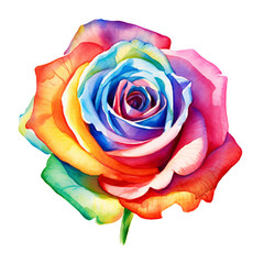 Fototapeta na wymiar Watercolor Colorful Rose
