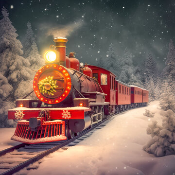 Weihnachtszug im Winterwald, Christmas train in winter wonderland