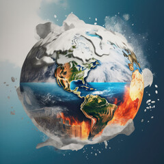 Illustration of the planet Earth burning. Global warming and climate change concept
