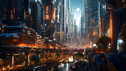 Fototapeta premium Futuristic rendering city