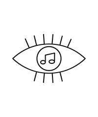 eye with song icon, vector best line icon.
