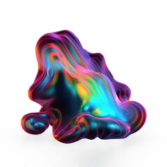 Fototapeta premium abstract art elements made of slime and liquid, chaotic shapes, plastic, artificial, iridescent neon vivid colors, abstract modern contemporary art,holographic surrealism, AI-generated