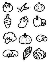 set of vegetables line art.