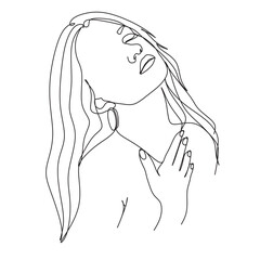 Abstract Woman one line illustration. 