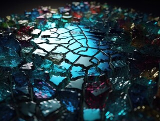 An endless fractals made of translucent multicolored crystals natural gemstone Generative AI technology.