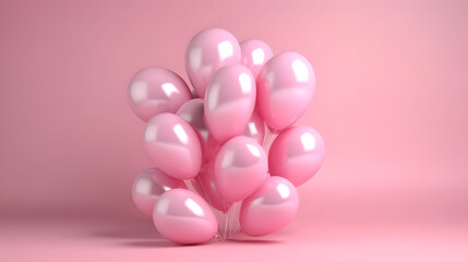 Pink balloons on a pastel color background