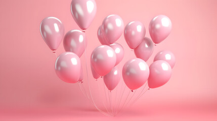 Pink balloons on a pastel color background