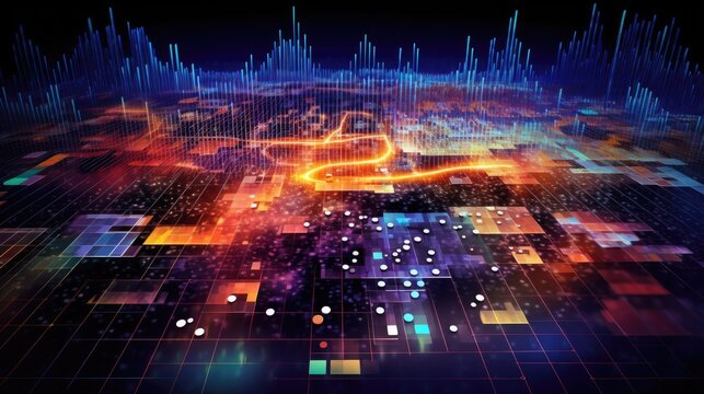 An abstract representation of data visualization and analytics, illustrating the insights and intelligence provided by technological solutions - Generative ai