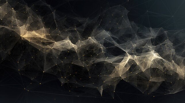 An intricate mesh of geometric shapes and particles, symbolizing the complexity and sophistication of modern technology - Generative ai