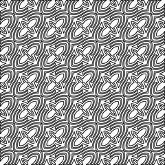 Stylish texture with figures from lines.
Abstract geometric black and white pattern for web page, textures, card, poster, fabric, textile. Monochrome graphic repeating design. 