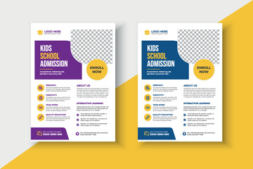 Creative and modern school Kids Education Flyer. Kids Back to School Education Admission Poster Layout Template, Back to School Flyer, School Admission Template, Education Flyer and Poster Design.