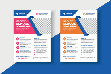Creative and modern school Kids Education Flyer. Kids Back to School Education Admission Poster Layout Template, Back to School Flyer, School Admission Template, Education Flyer and Poster Design.