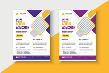 Creative and modern school Kids Education Flyer. Kids Back to School Education Admission Poster Layout Template, Back to School Flyer, School Admission Template, Education Flyer and Poster Design.