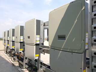 Power inverter installation for solar rooftop, a power inverter is a power electronic device or circuitry that changes direct current (DC) to alternating current (AC) © Tinglee