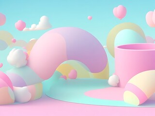 3D cute pastel abstract background