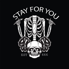 skull detached from body skeleton vector design illustration depicts artist's imagination for t-shirts and brands