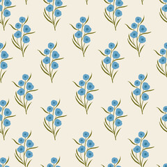 flat forget-me-nots on an endless geometric pattern. blue flowers on a light background. minimalistic floral pattern.