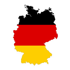 Germany map silhouette with flag isolated on white background