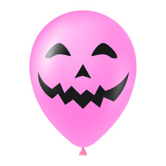 Halloween pink balloon illustration with scary and funny face