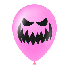 Halloween pink balloon illustration with scary and funny face