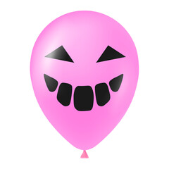 Fototapeta na wymiar Halloween pink balloon illustration with scary and funny face