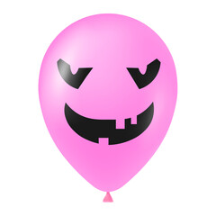 Halloween pink balloon illustration with scary and funny face