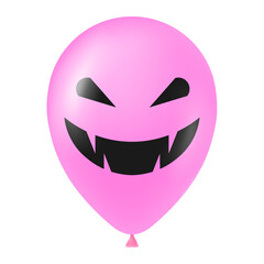 Halloween pink balloon illustration with scary and funny face