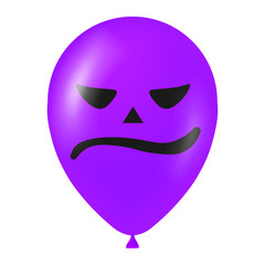 Fototapeta na wymiar Halloween purple balloon illustration with scary and funny face