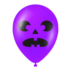 Halloween purple balloon illustration with scary and funny face