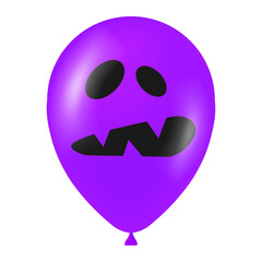 Halloween purple balloon illustration with scary and funny face