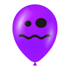 Halloween purple balloon illustration with scary and funny face