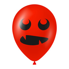 Halloween red balloon illustration with scary and funny face