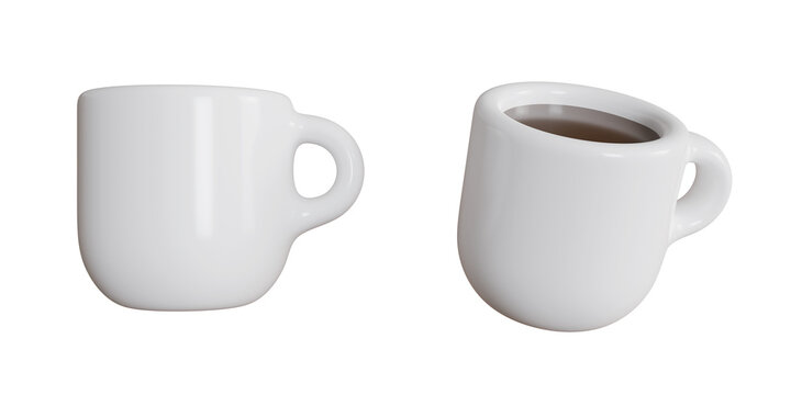 3d render coffee cup with mug icon on transparent background