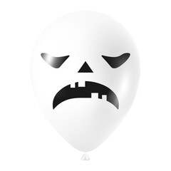 Halloween white balloon illustration with scary and funny face
